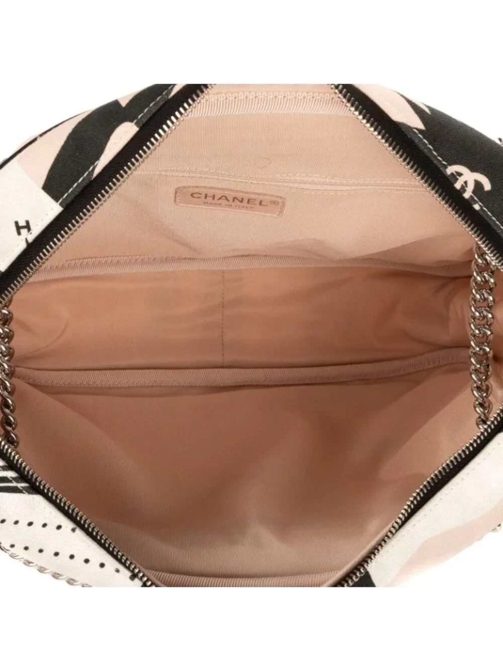 Chanel la Pausa Bay Camera Bag White Black Pink Printed Canvas